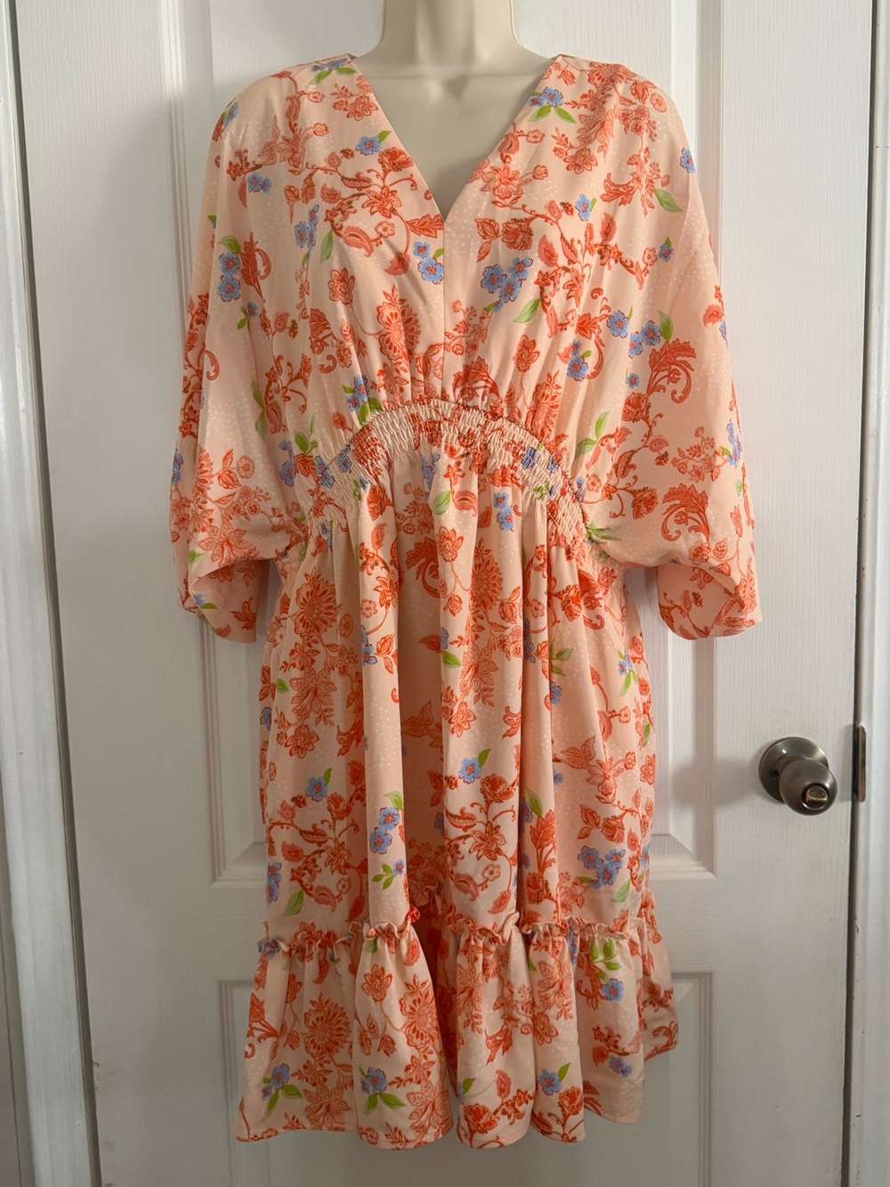 Versona Peach Floral Midi Dress